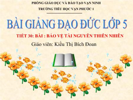 Bài giảng Đạo đức Lớp 5 - Tiết 30, Bài: Bảo vệ tài nguyên thiên nhiên - Năm học 2018-2019 - Kiều Thị Bích Đoan