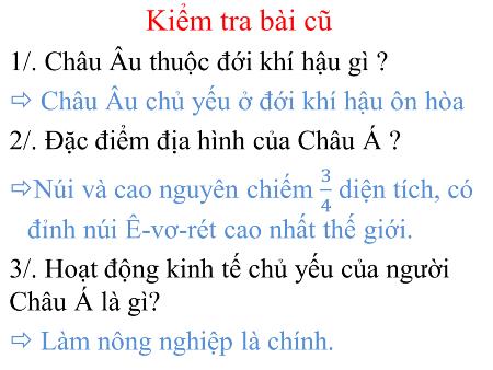 Bài giảng Địa lí Lớp 5 - Bài 23: Châu Phi - Năm học 2018-2019