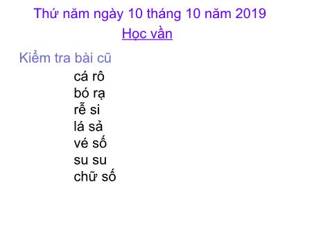 Bài giảng Học vần Lớp 1 - Bài 20: K, kh - Năm học 2019-2020