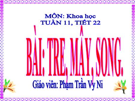 Bài giảng Khoa học 5 - Tiết 22, Bài 22: Tre, mây, song - Năm học 2019-2020 - Phạm Trần Vy Ni