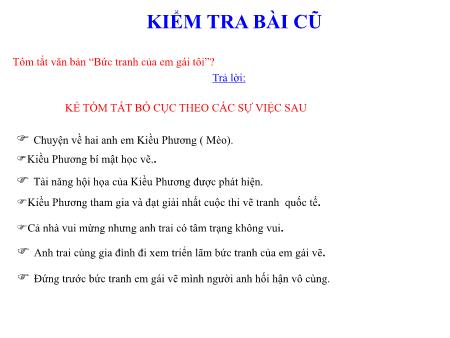 Bài giảng Ngữ văn 6 - Tiết 82: Bức tranh của em gái tôi