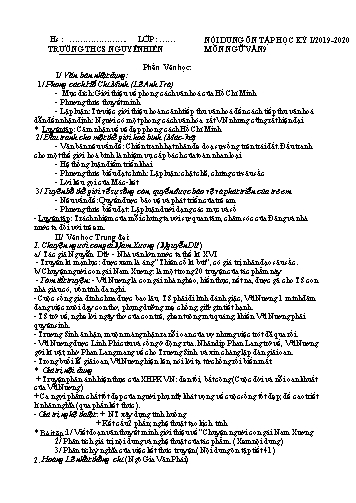Đề cương ôn tập học kỳ I môn Ngữ văn 9 - Năm học 2019-2020 - Trường THCS Nguyễn Hiền