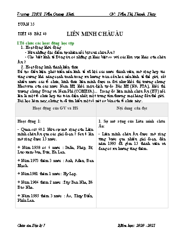 Giáo án Địa lí Lớp 7 - Bài 60+61 - Năm học 2020-2021 - Trần Thị Thanh Thúy