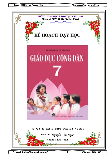 Giáo án GDCD Lớp 7 - Tiết 35: Thực hành ngoại khóa Thăm các di tích lịch sử văn hóa của huyện Cam Lâm, tỉnh Khánh Hòa - Năm học 2020-2021 - Nguyễn Hữu Ngọc