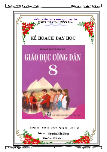 Giáo án GDCD Lớp 8 - Tiết 35: Ngoại khóa Thanh niên học sinh với biển đảo quê hương - Năm học 2020-2021 - Nguyễn Hữu Ngọc