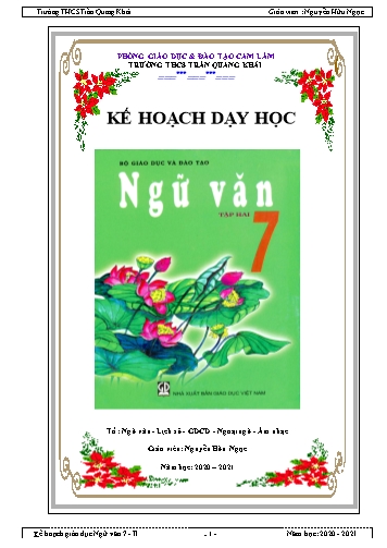 Giáo án Ngữ văn Lớp 7 - Tiết 137+138: Chương trình địa phương (Phần Tiếng Việt) - Năm học 2020-2021 - Nguyễn Hữu Ngọc