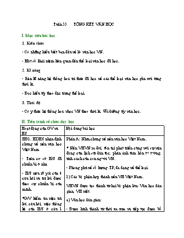 Giáo án Ngữ văn Lớp 9 - Tuần 35, Bài: Tổng kết văn học
