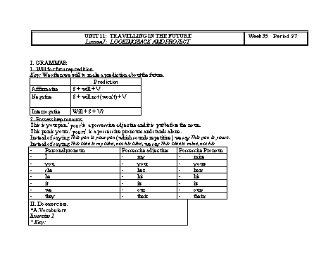 Giáo án Tiếng Anh 7 - Tuần 35, Unit 11+12