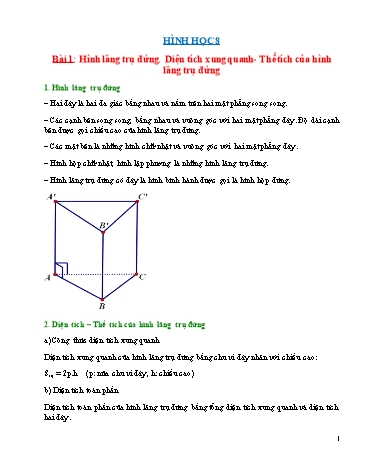 Ôn tập kiến thức môn Hình học 8 - Bài 1+2