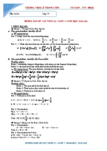 Ôn tập kiến thức môn Toán 7 - Tuần 35 - Năm học 2020-2021 - Trường THCS Lê Thanh Liêm