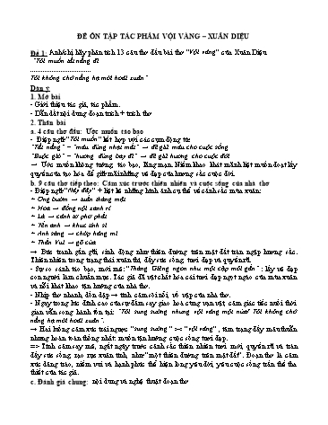 2 Đề ôn tập môn Ngữ văn Lớp 11 - Bài: Vội vàng