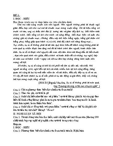 2 Đề ôn tập môn Ngữ văn Lớp 11