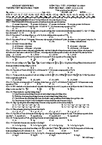 4 Đề kiểm tra 1 tiết môn Hóa học Khối 10 (A10-A15) - Năm học 2018-2019 - Trường THPT Hoàng Hoa Thám (Có đáp án)
