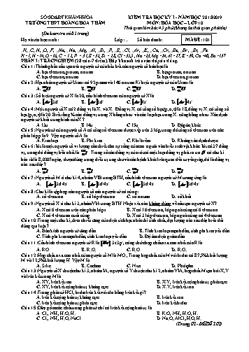 4 Đề kiểm tra học kỳ I môn Hóa học Lớp 10 - Năm học 2018-2019 - Trường THPT Hoàng Hoa Thám (Có đáp án)