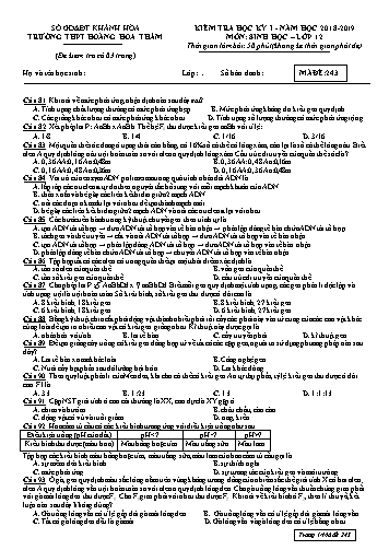 4 Đề kiểm tra học kỳ I môn Sinh học Lớp 12 - Năm học 2018-2019 - Trường THPT Hoàng Hoa Thám (Có đáp án)