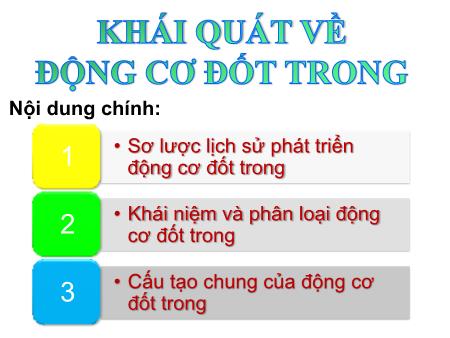 Bài giảng Công nghệ 11 - Bài: Khái quát về động cơ đốt trong