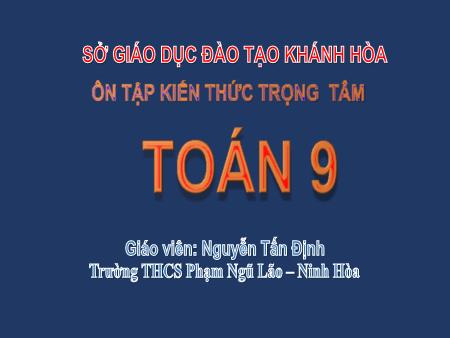 Bài giảng Hình học 9 - Chương I: Hệ thức lượng trong tam giác vuông - Nguyễn Tấn Định