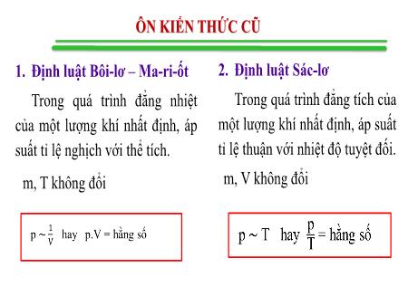 Bài giảng Vật lí 10 - Bài 31: Phương trình trạng thái của khí lí tưởng