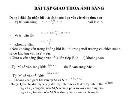 Bài giảng Vật lí 12 - Bài học: Bài tập giao thoa ánh sáng