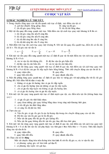 Bài tập luyện thi đại học môn Vật lý - Chương: Cơ học vật rắn