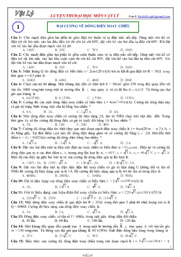 Bài tập luyện thi đại học môn Vật lý - Chương: Đại cương về dòng điện xoay chiều
