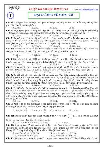 Bài tập luyện thi đại học môn Vật lý - Chương: Đại cương về sóng cơ học