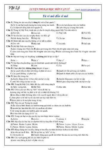 Bài tập luyện thi đại học môn Vật lý - Chương: Từ vi mô đến vĩ mô