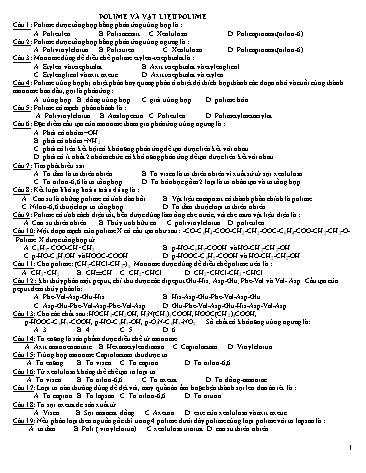 Bài tập ôn tập Hóa học Lớp 12 - Chương: Polime và vật liệu polime