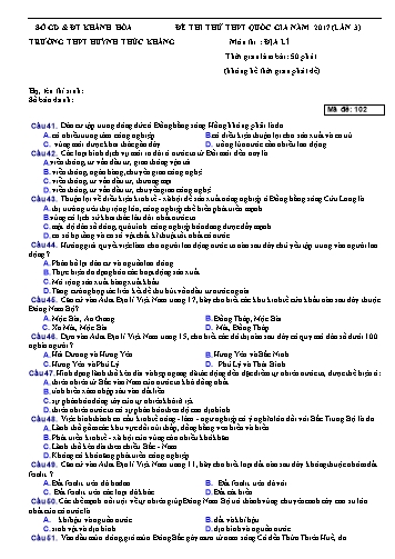 Bộ đề thi thử THPT quốc gia năm 2017 môn Địa lí (Lần 3) - Trường THPT Huỳnh Thúc Kháng (Kèm đáp án)