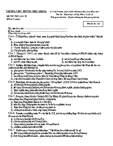 Bộ đề thi thử THPT quốc gia năm 2017 môn Sinh học (Lần III) - Trường THPT Huỳnh Thúc Kháng (Kèm đáp án)