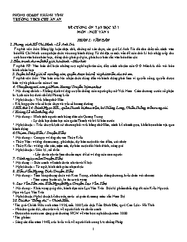 Đề cương ôn tập học kì I môn Ngữ văn Lớp 9 - Năm học 2019-2020 - Lê Sỹ Bắc