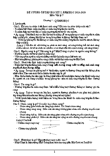 Đề cương ôn tập học kỳ I môn Vật lý 7 - Năm học 2019-2020