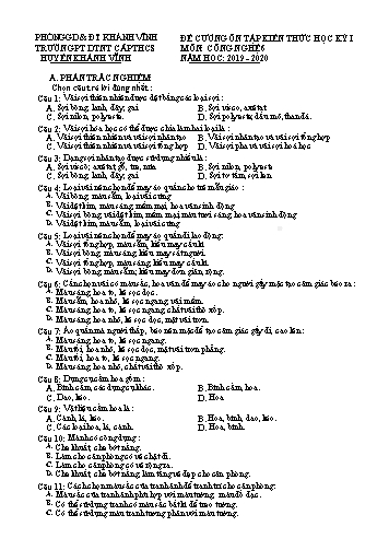 Đề cương ôn tập kiến thức học kỳ I môn Công nghệ Khối THCS - Năm học 2019-2020 - Trường PT DTNT cấp THCS huyện Khánh Vĩnh