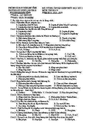 Đề cương ôn tập kiến thức học kỳ I môn Tin học Khối THCS - Năm học 2019-2020 - Trường PT DTNT cấp THCS huyện Khánh Vĩnh