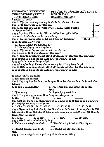 Đề cương ôn tập kiến thức học kỳ I môn Vật lý Khối THCS - Năm học 2019-2020 - Trường PT DTNT cấp THCS huyện Khánh Vĩnh
