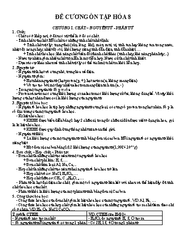Đề cương ôn tập môn Hóa học 8