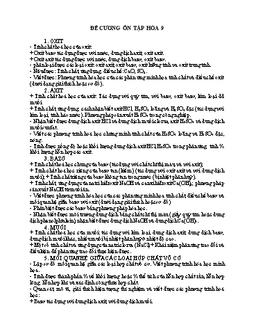 Đề cương ôn tập môn Hóa học 9