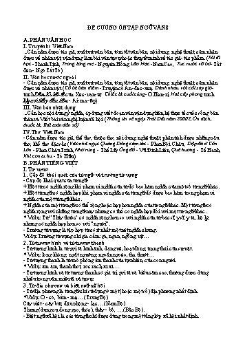 Đề cương ôn tập môn Ngữ văn 8