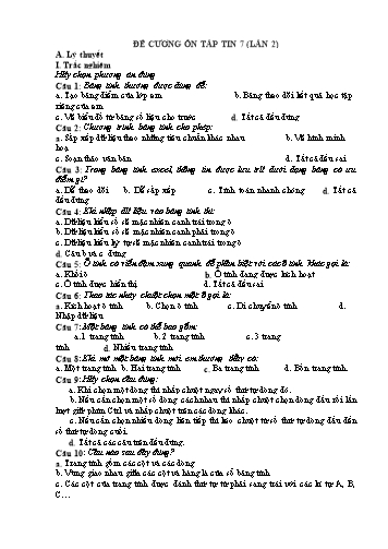 Đề cương ôn tập môn Tin học Lớp 7 (Lần 2)