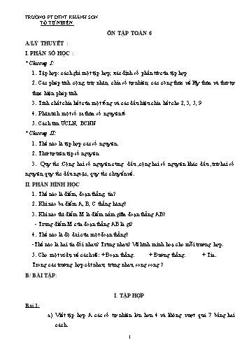 Đề cương ôn tập môn Toán 6 - Trường PT DTNT Khánh Sơn
