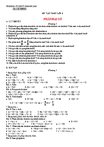 Đề cương ôn tập môn Toán 8 - Trường PT DTNT Khánh Sơn