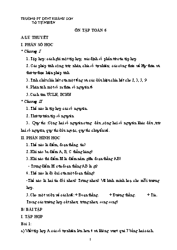 Đề cương ôn tập môn Toán Lớp 6 - Trường PT DTNT Khánh Sơn