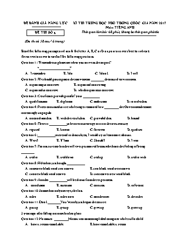 Đề đánh giá năng lực - Kì thi trung học phổ thông năm 2017 - Đề thi số 6 (Có đáp án)