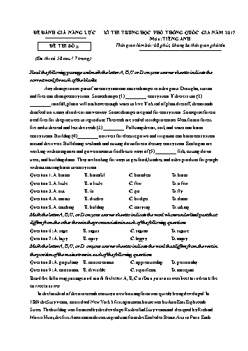 Đề đánh giá năng lực - Kì thi trung học phổ thông năm 2017 - Đề thi số 5 (Có đáp án)