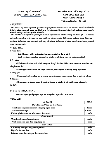 Đề kiểm tra giữa học kì II môn Công nghệ 9 - Năm học 2020-2021 - Nguyễn Bảo (Có đáp án)