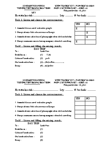 Đề kiểm tra môn Tiếng Anh Khối 10 - Trường THPT Hoàng Hoa Thám (Có đáp án và file nghe)