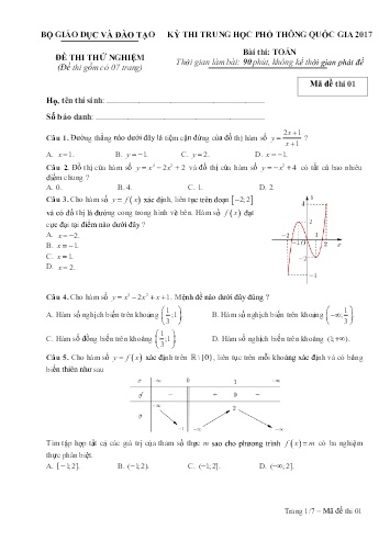 Đề tham khảo - Kỳ thi THPT quốc gia năm 2017 môn Toán (Mã đề 003)