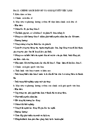 Đề trắc nghiệm môn Giáo dục công dân Lớp 11 - Bài 11: Chính sách dân số và giải quyết việc làm - Trường THPT Sơn Dương (Có đáp án)