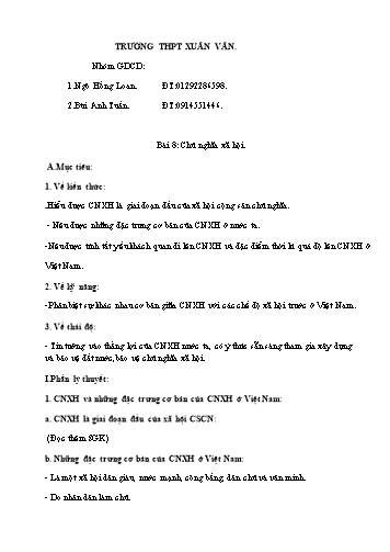 Đề trắc nghiệm môn Giáo dục công dân Lớp 11 - Bài 8: Chủ nghĩa xã hội - Ngô Hồng Loan + Bùi Anh Tuấn (Có đáp án)