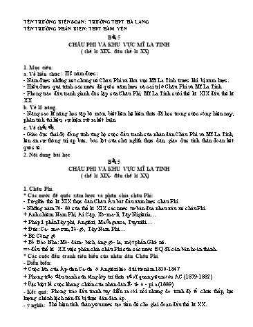 Đề trắc nghiệm môn Lịch sử Lớp 11 - Bài 5: Châu Phi và khu vực Mĩ la tinh (thế kỉ XIX - đầu thế kỉ XX) - Trường THPT Hà Lang (Có đáp án)
